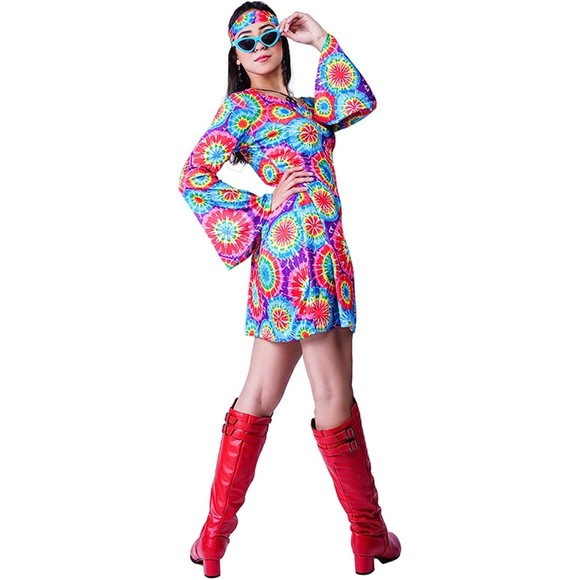 Hippie Costume 60s 70s Flower For Women - Picture 4 of 5